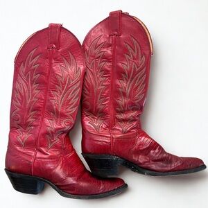 Justin Red Lizard Cowboy Boots – Style 699 Women’s Size 6B Vintage Western Boots